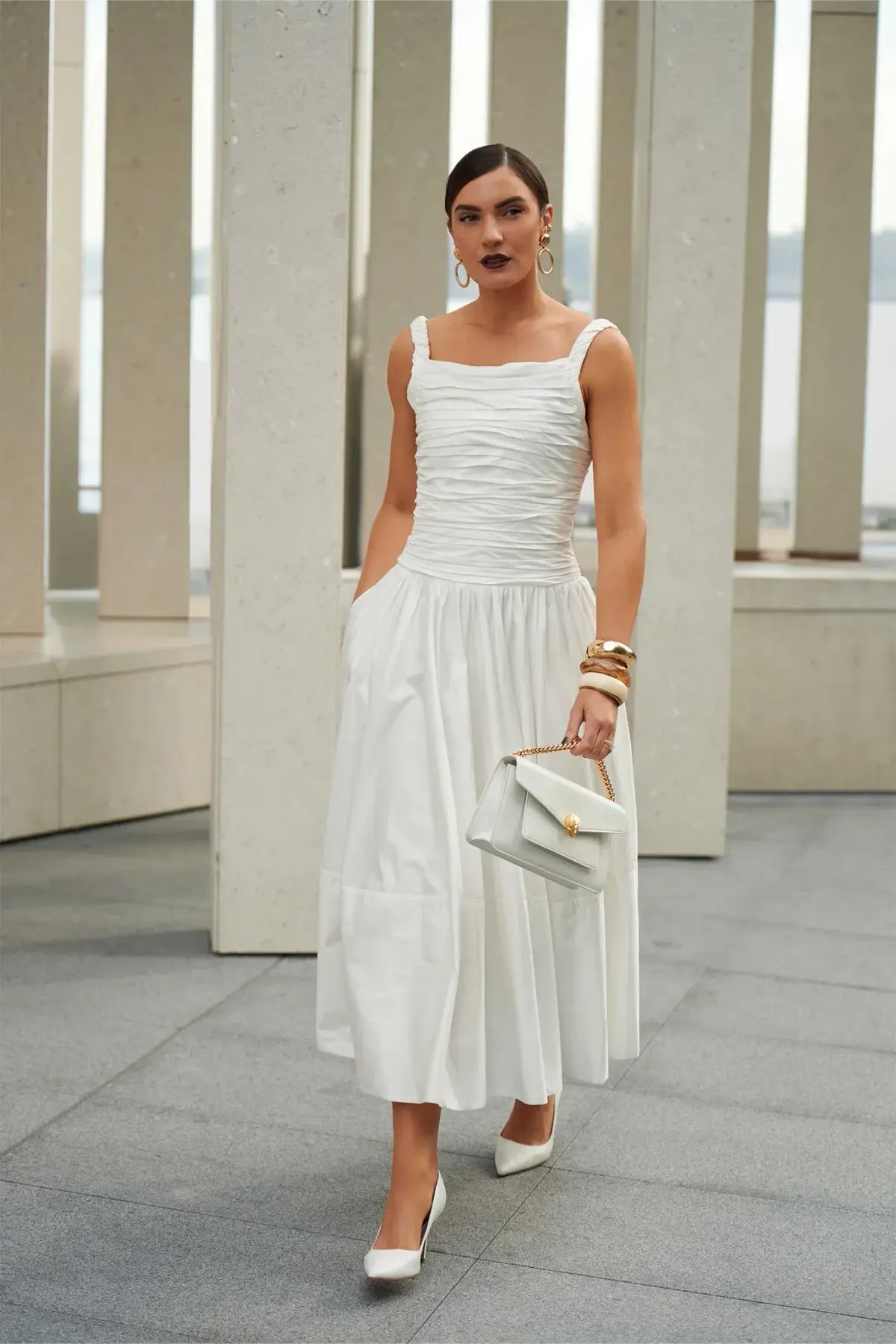 Aje Star Midi Dress Ivory Size 10 photo 3