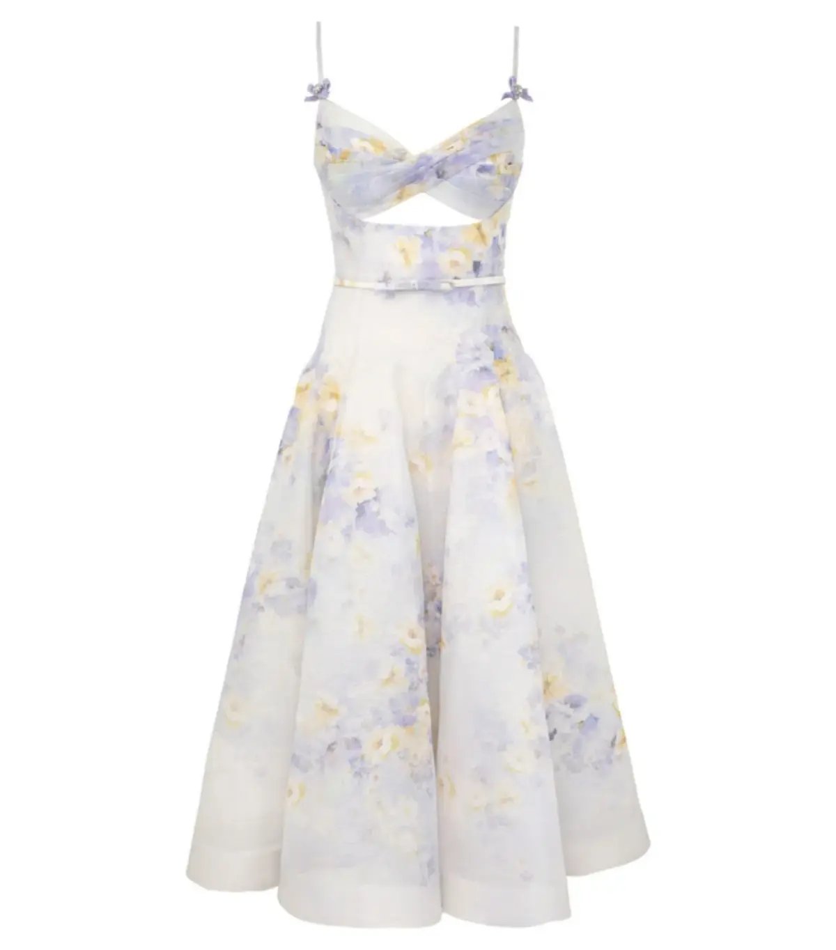 Zimmermann Crush Twist Front Midi Dress Lilac Floral Size AU 10 photo 4
