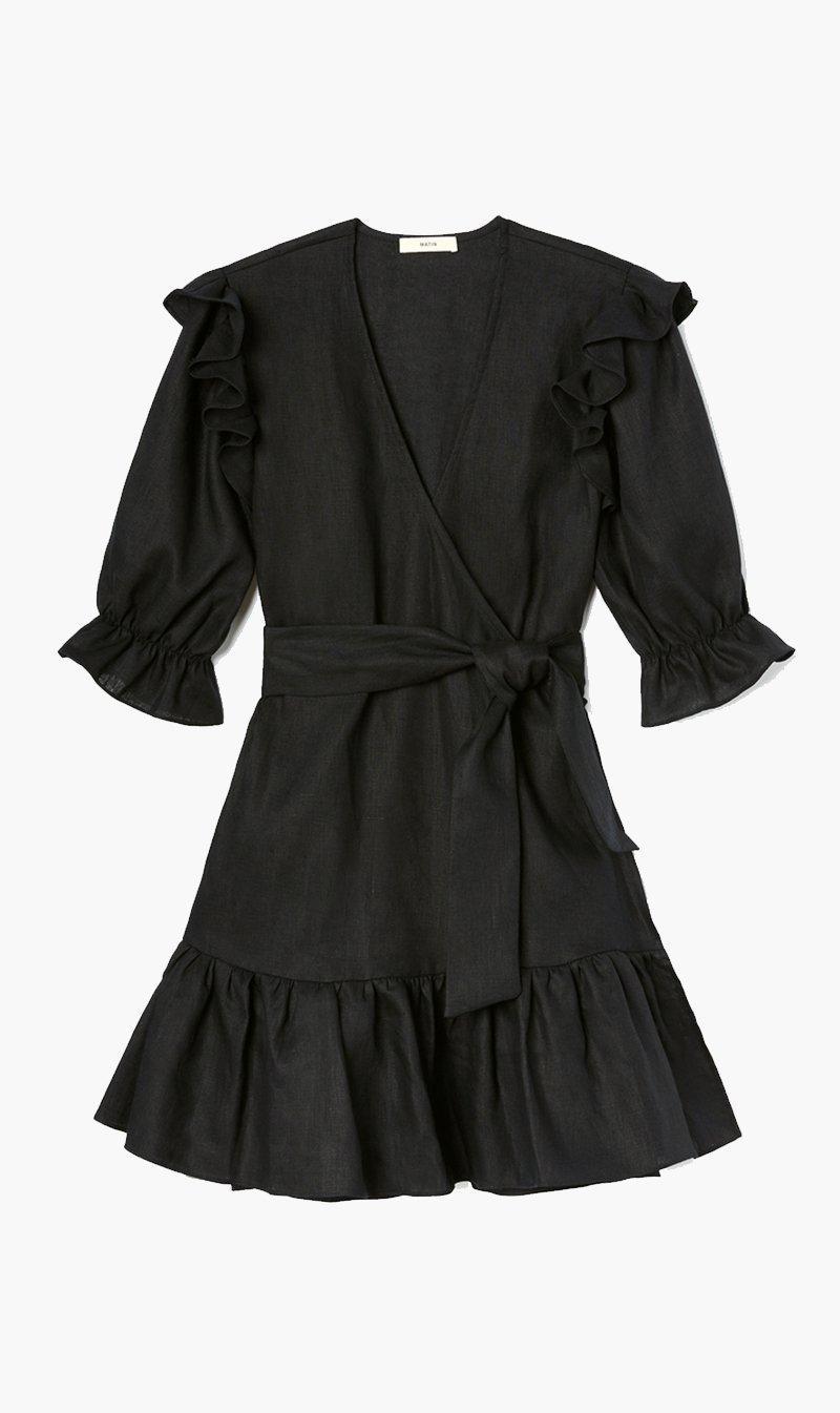 Matin Studio Ruffle wrap dress black size 10 photo 2