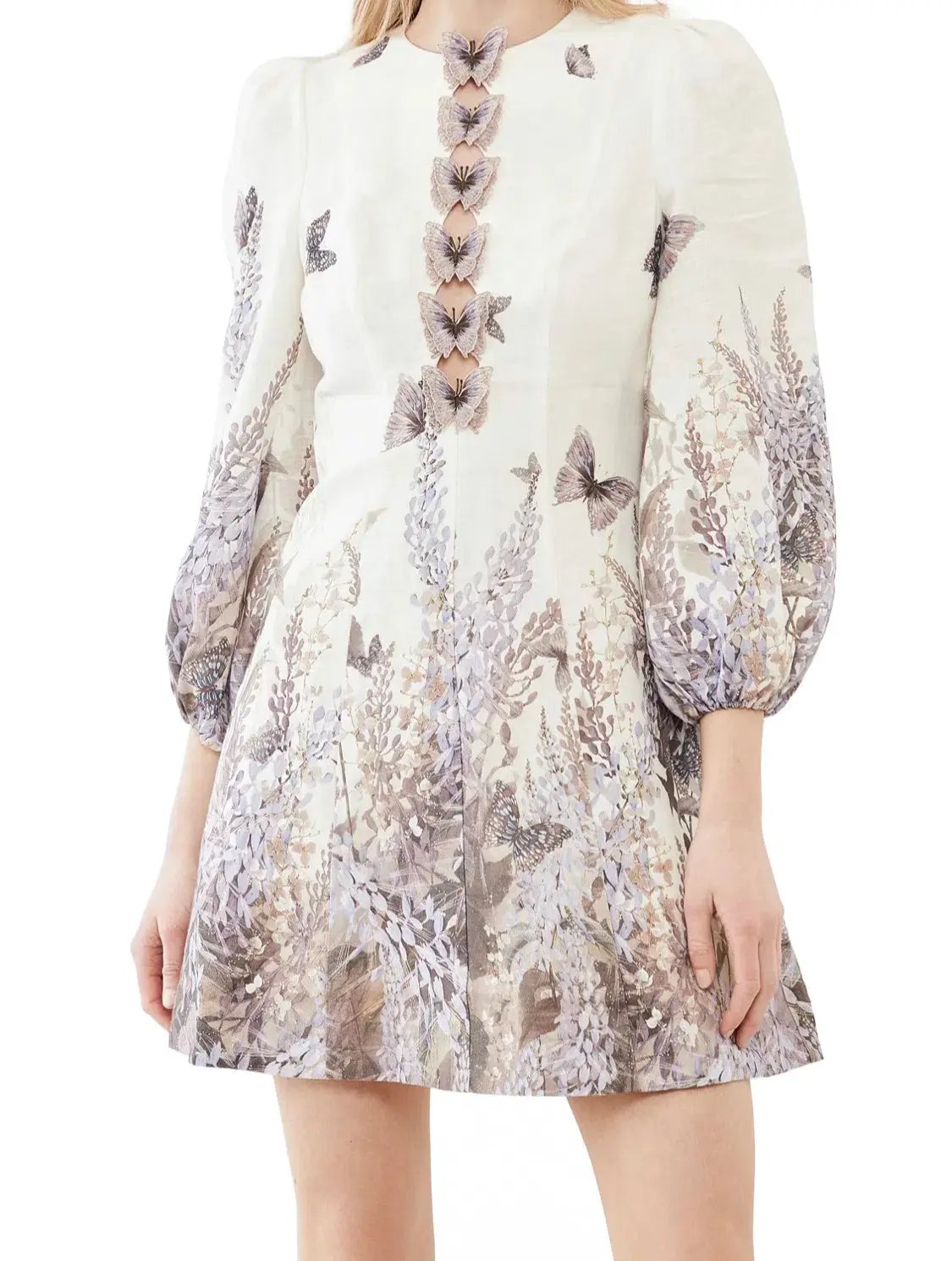Zimmermann The Luminous Butterfly Mini Dress in Ivory Size 0/Au 8 photo 2