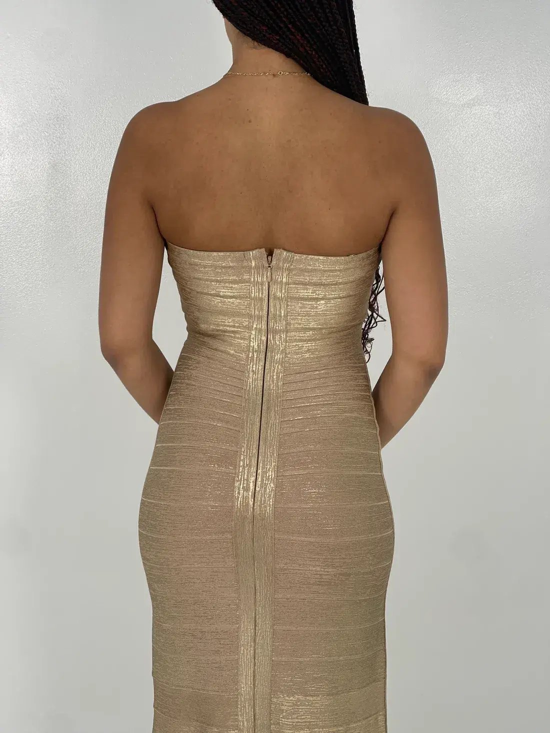 Hervé Léger Gold Sara Gown in Gold Size S/AU8 photo 4