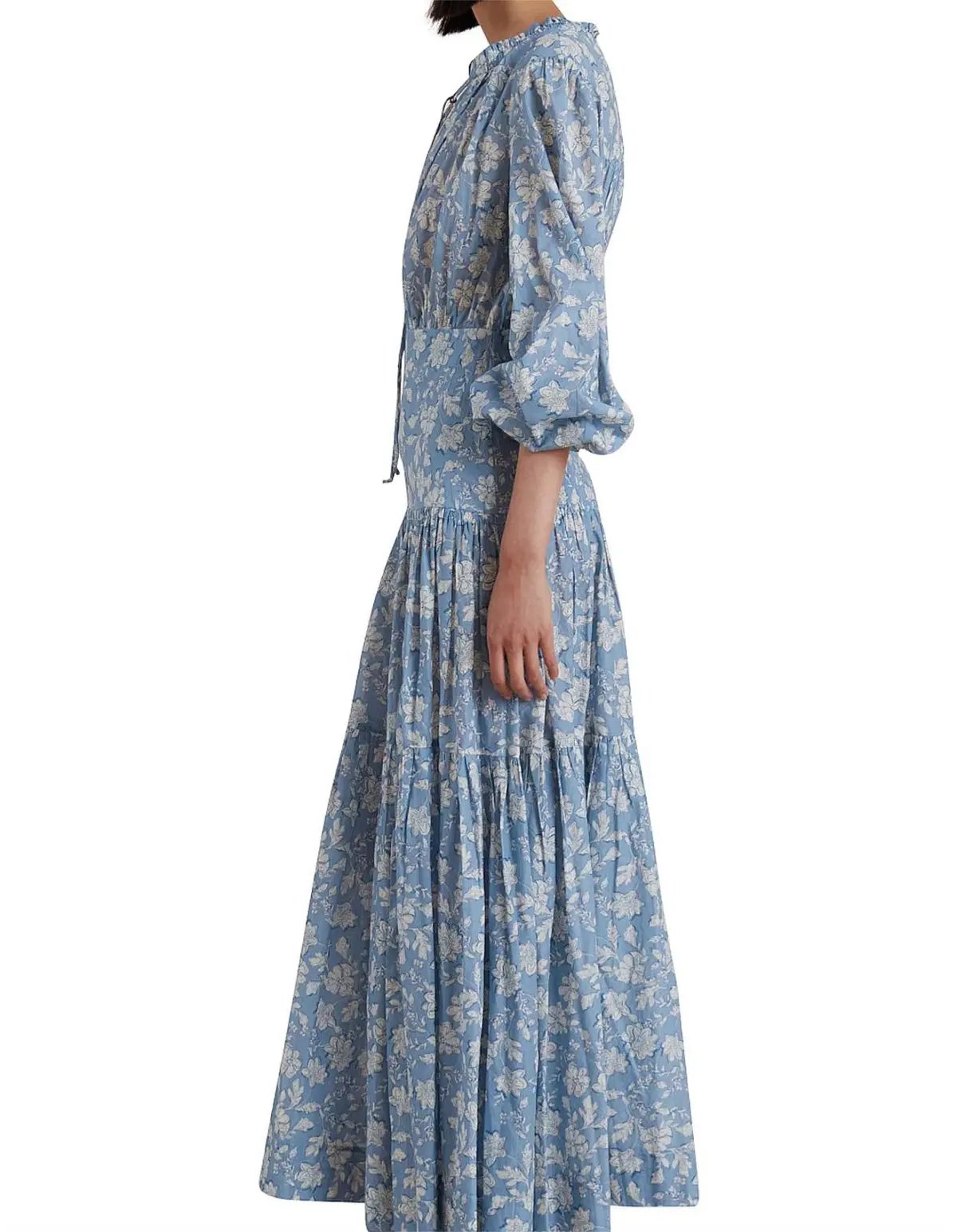 Bec & Bridge Floral Skies Full Bell Sleeve Maxi Dress Blue Size 8 photo 2