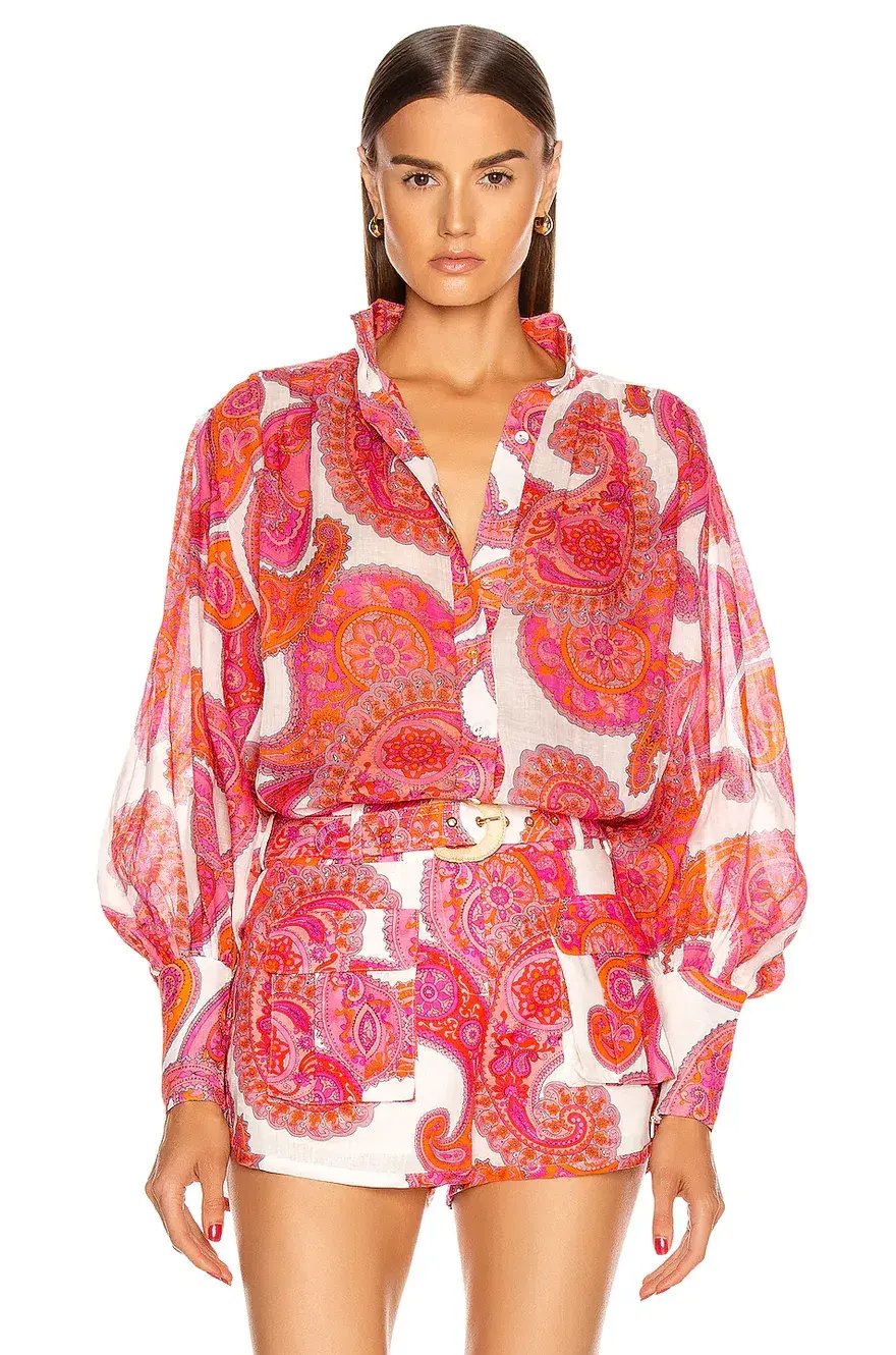 Zimmermann Safari Shorts and Top Set Peggy Paisley Magenta Size AU 12 photo 2
