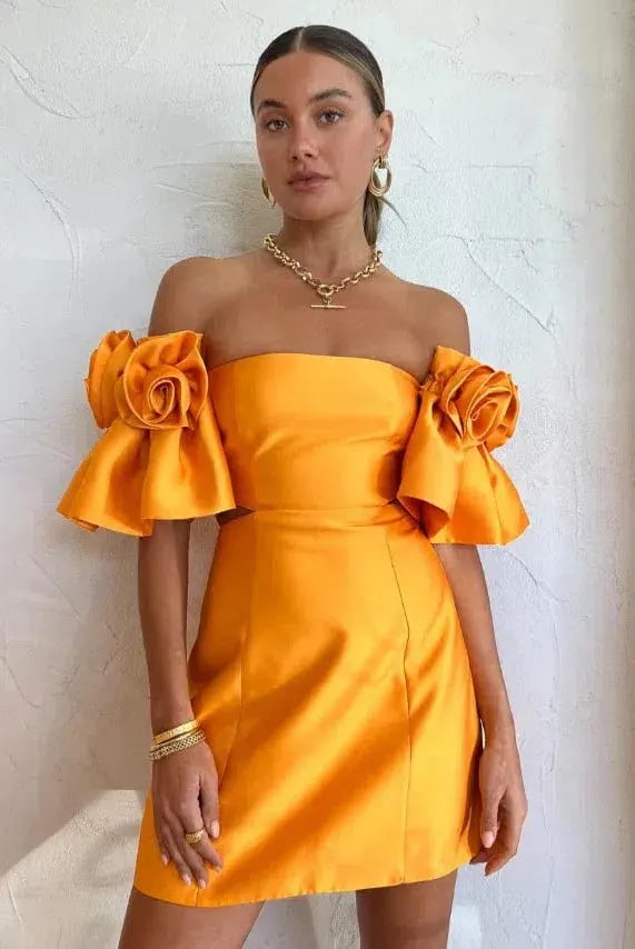 Alemais Macie Rosette Mini Dress in Saffron Yellow Size 10 photo 5
