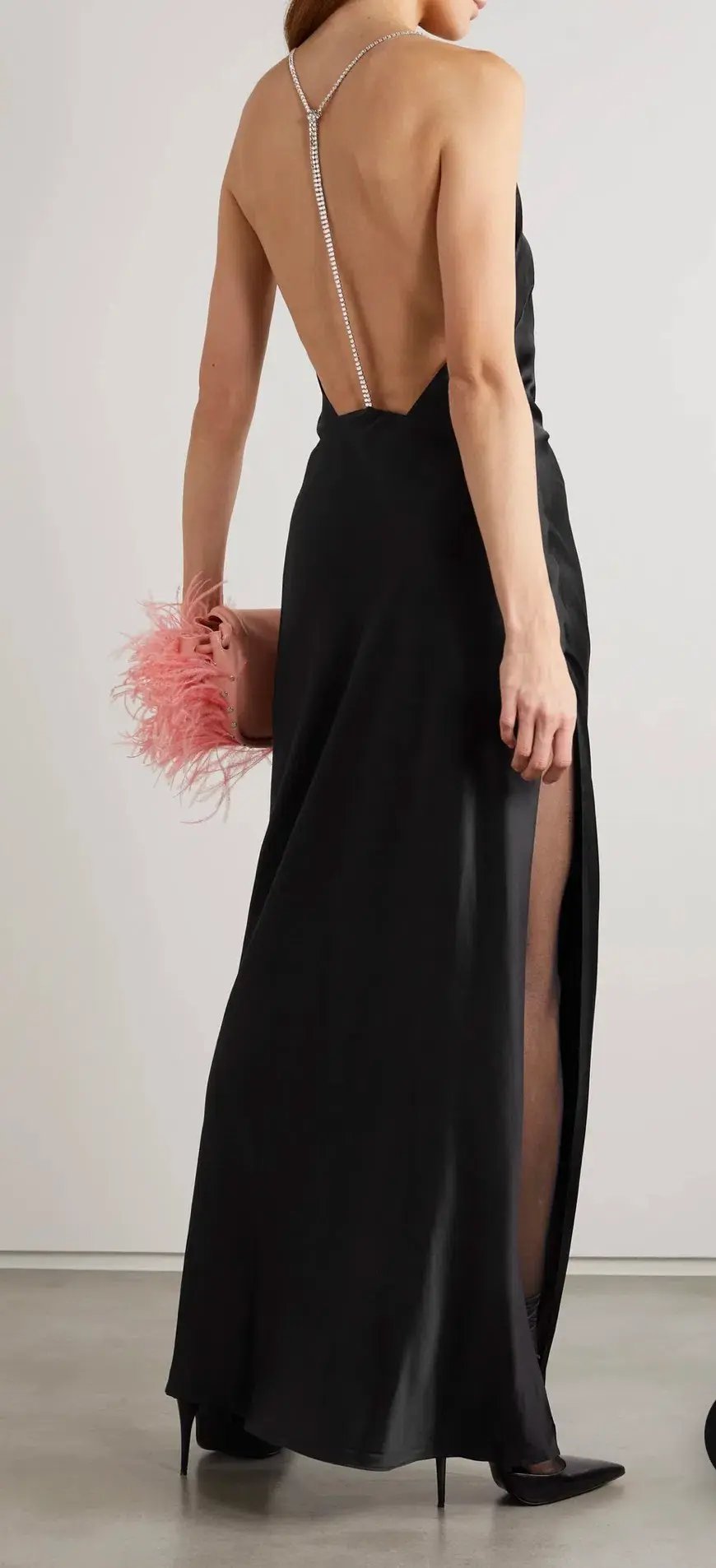 Michael Lo Sordo Hudson Bias Crystalline Maxi Dress Black Size 8 photo 4