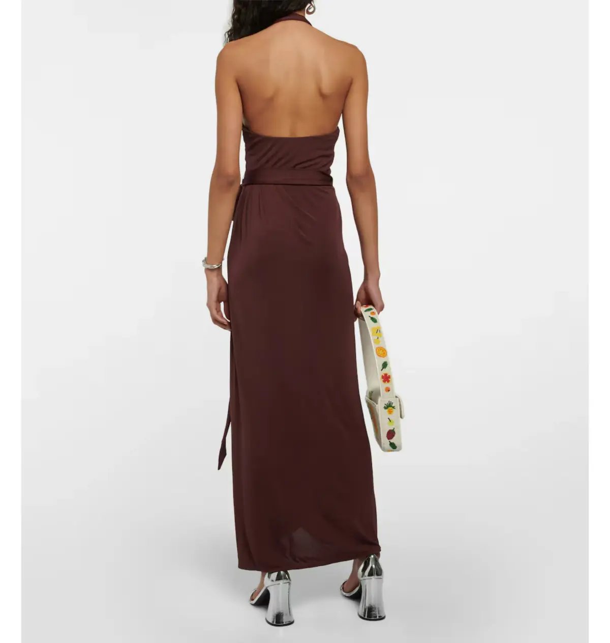 Staud Halterneck Dress Brown Size AU 6 photo 2