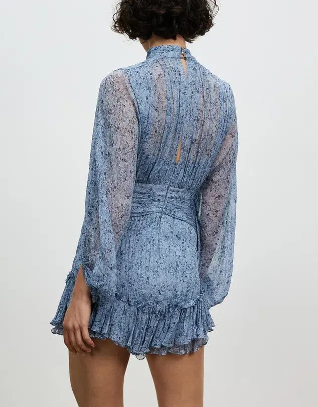 Shona Joy Harmony High Neck Ruched Mini Dress Blue Size 10 photo 3