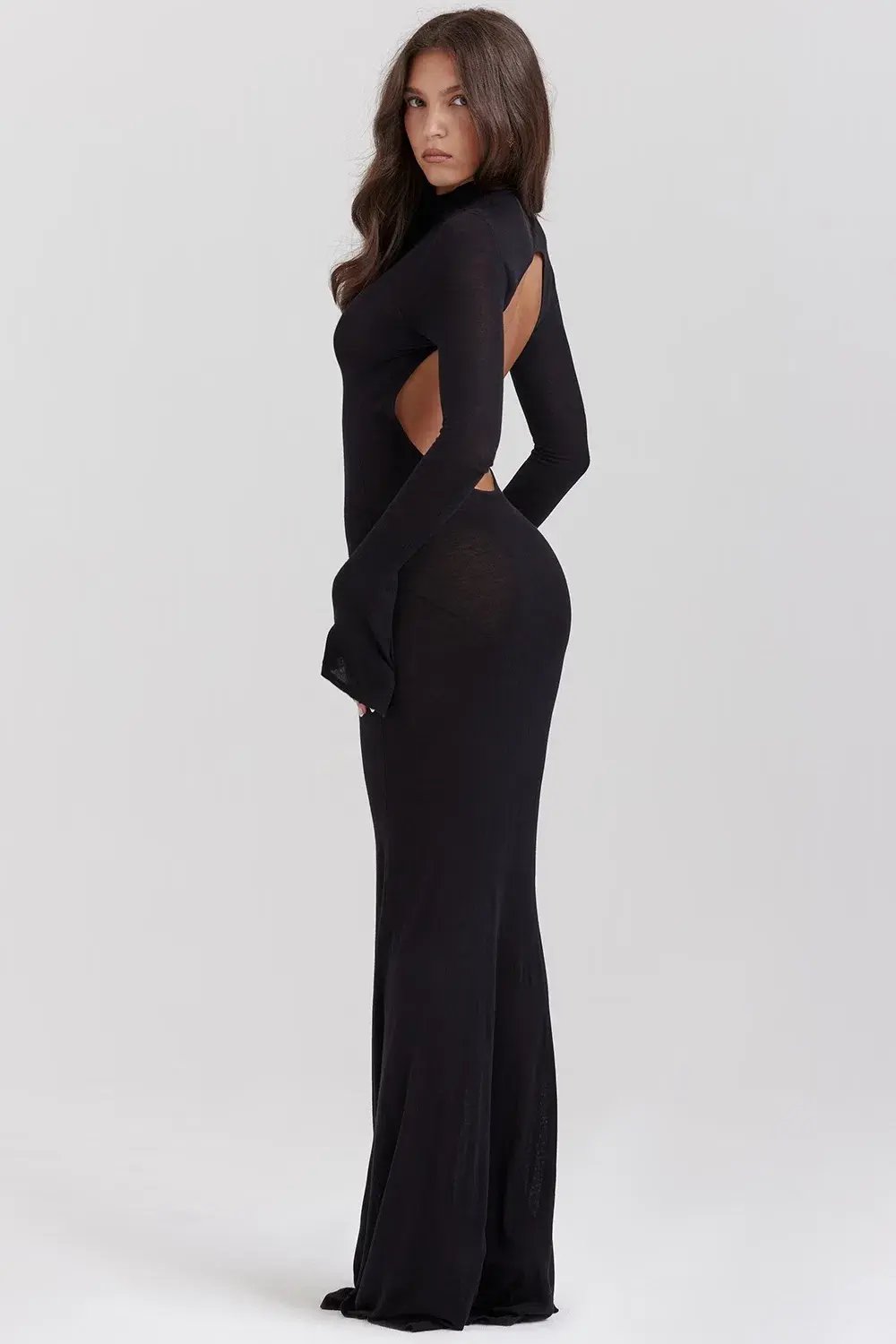 House Of Cb Sancha Black Knit Maxi Dress Black Size 6 photo 4