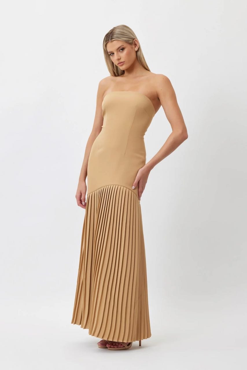 BIANCA & BRIDGETT MARA PLEATED DRESS - BEIGE photo 3