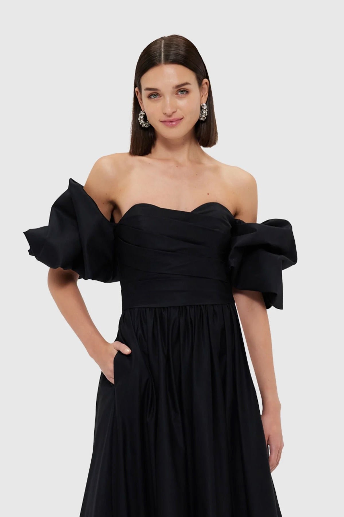 LEO LIN MIRANDA ROSE MIDI DRESS - EBONY photo 2