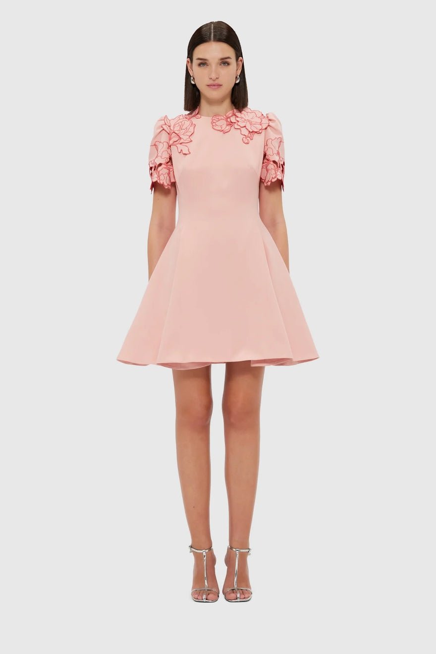 Leo Lin Elyse Appliqué Short Sleeve Mini Dress - Light Pink photo 2