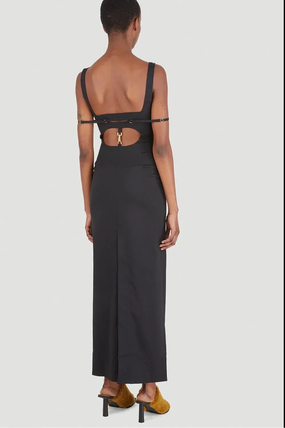 Jaquemus Le Valdu virgin wool blend maxi black dress size AU 8 photo 3