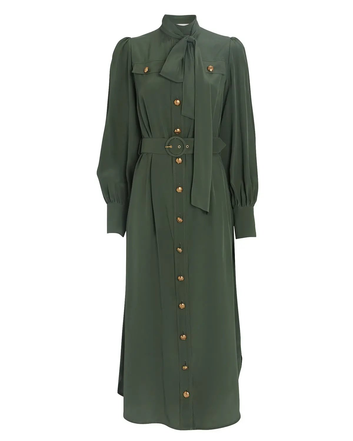 Zimmermann Silk Tie Midi Dress Green Size 8 photo 4