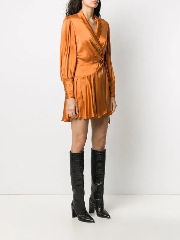 Zimmermann Silk Wrap Mini Dress Orange Mango Size 0P / AU 6 photo 2
