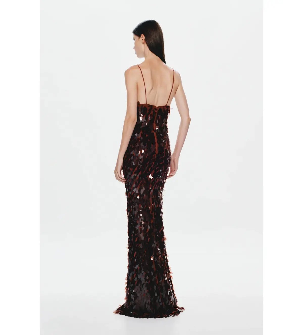 Misha Fig Sapphire Sequin Maxi Dress Brown Size 8/S photo 2