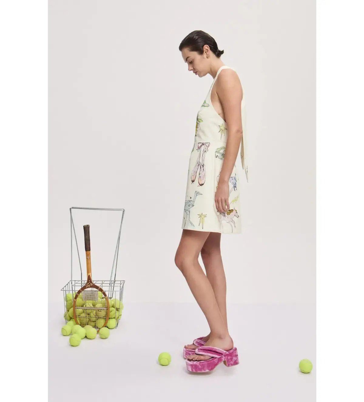 Alemais Court Mini Dress Cream Print Size AU 10 photo 2