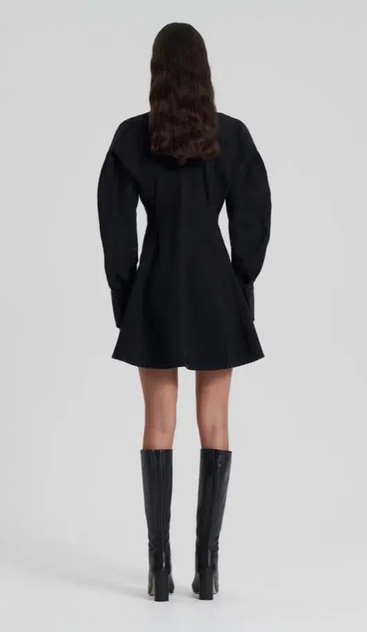 Scanlan Theodore Denim Cocoon Sleeve Mini Dress Washed Black Size 6 / XS photo 3