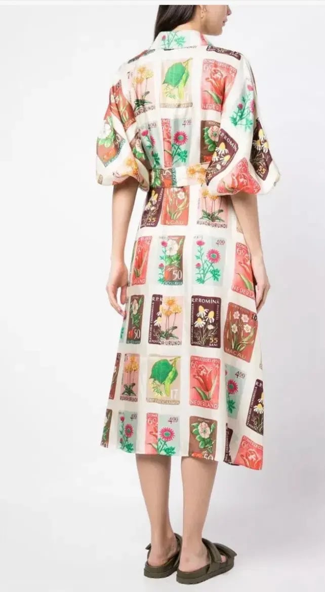 Oroton Stamp Wrap Midi Dress Multi Size 16 photo 7