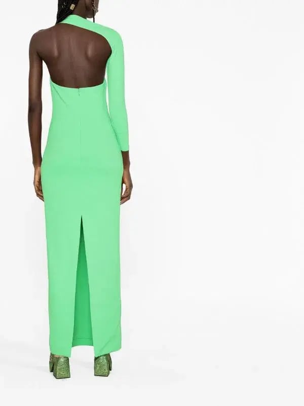 Solace London Saren One Shoulder Stretch Crepe Gown Green Size 10 photo 2