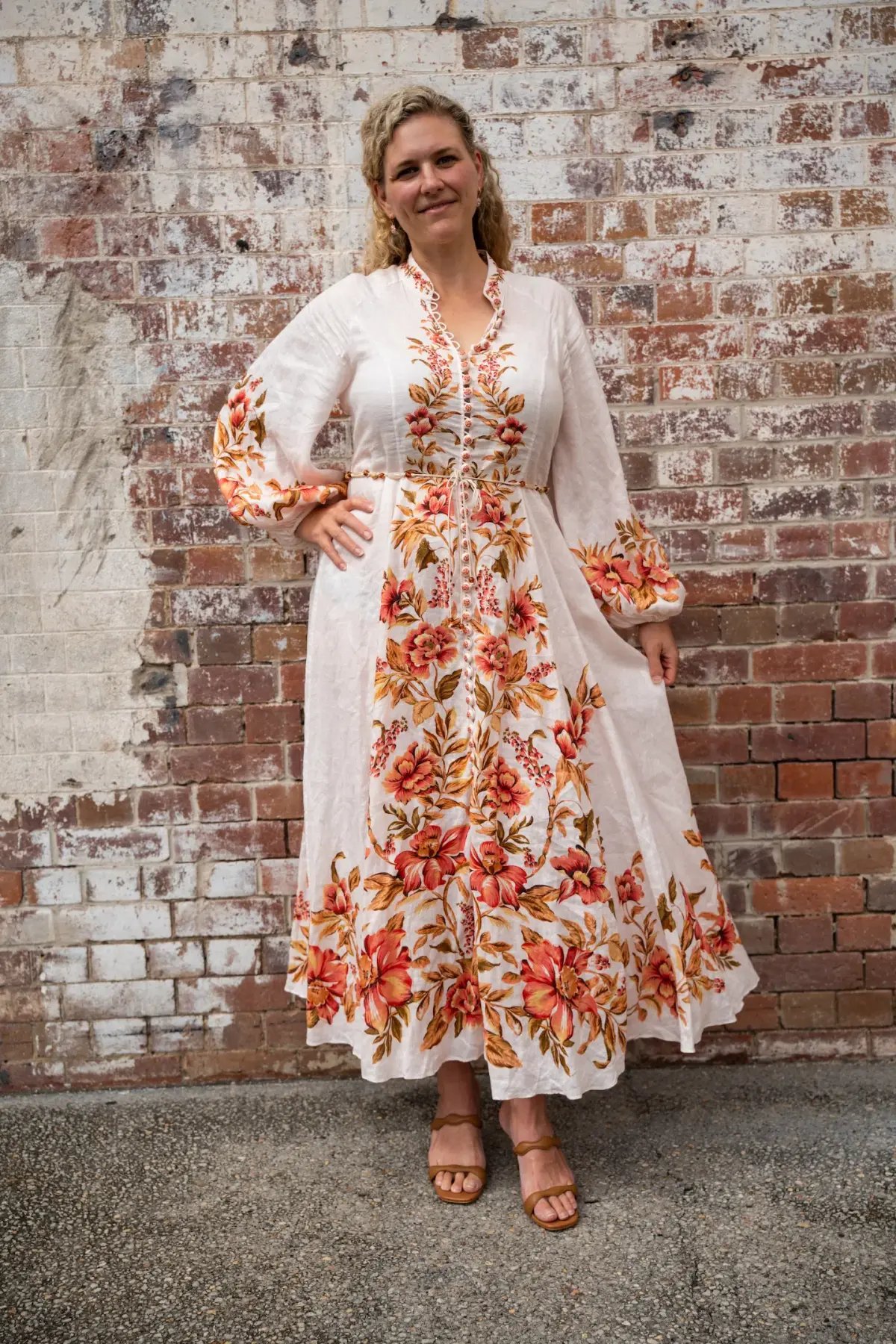 Zimmermann The Vacay Billow Long Dress in Peach Floral Size 4/Au 16 photo 2