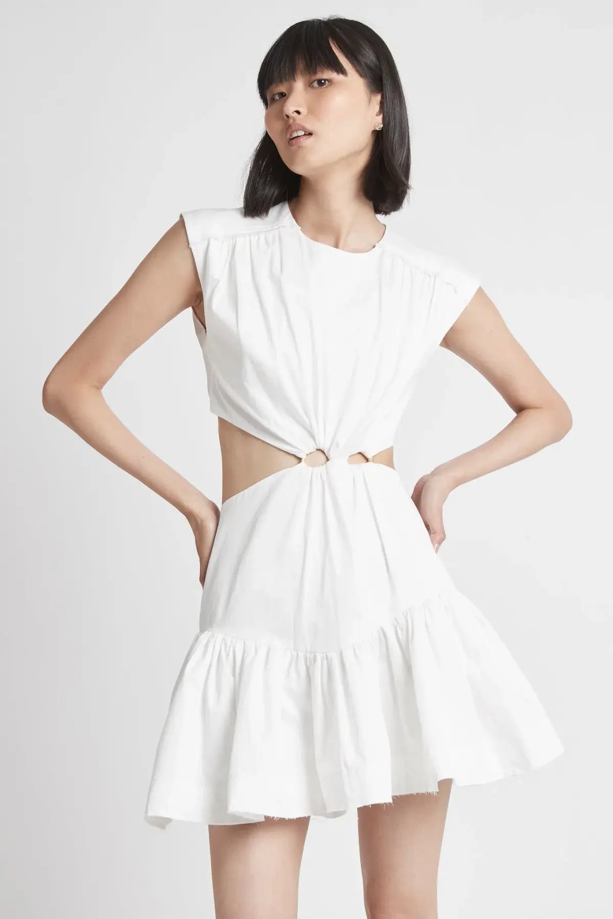 AJE Solstice Cut Out Ring Mini Dress White Size 10 photo 2