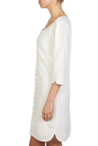 Country Road Lattice Trim 3/4 Sleeve Kaftan Shift Dress White Size 10 photo 2