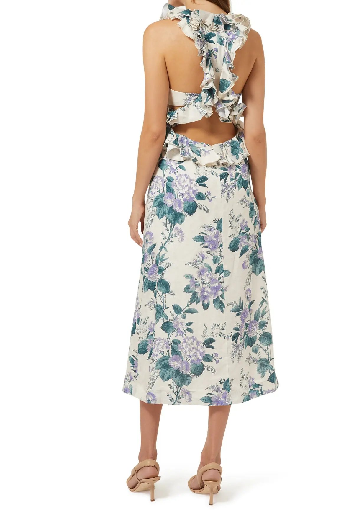 Zimmermann Cassia Ruffle Midi Dress Print Size 3 photo 2