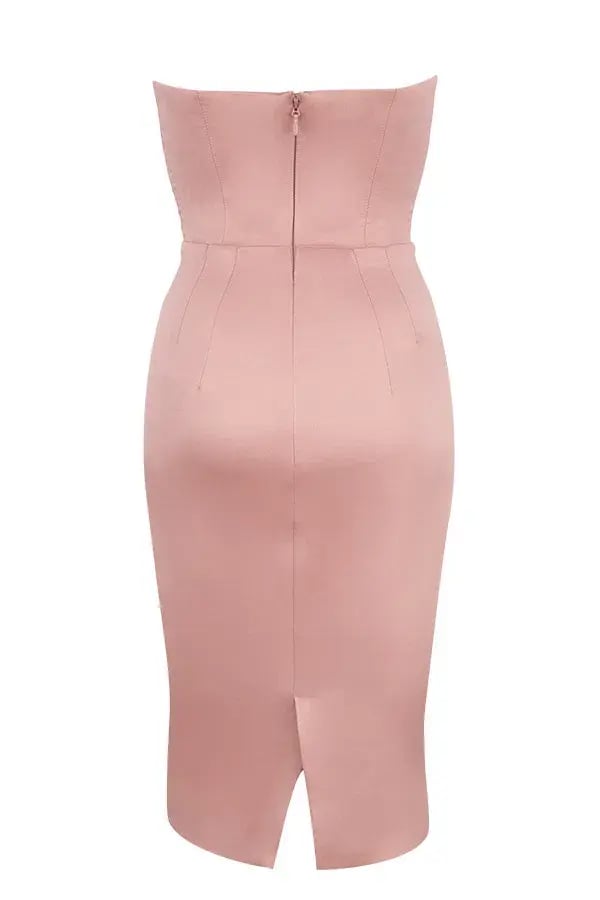 House of CB Emilia Satin Strapless Corset Dress Blush Size M / AU 10 photo 10