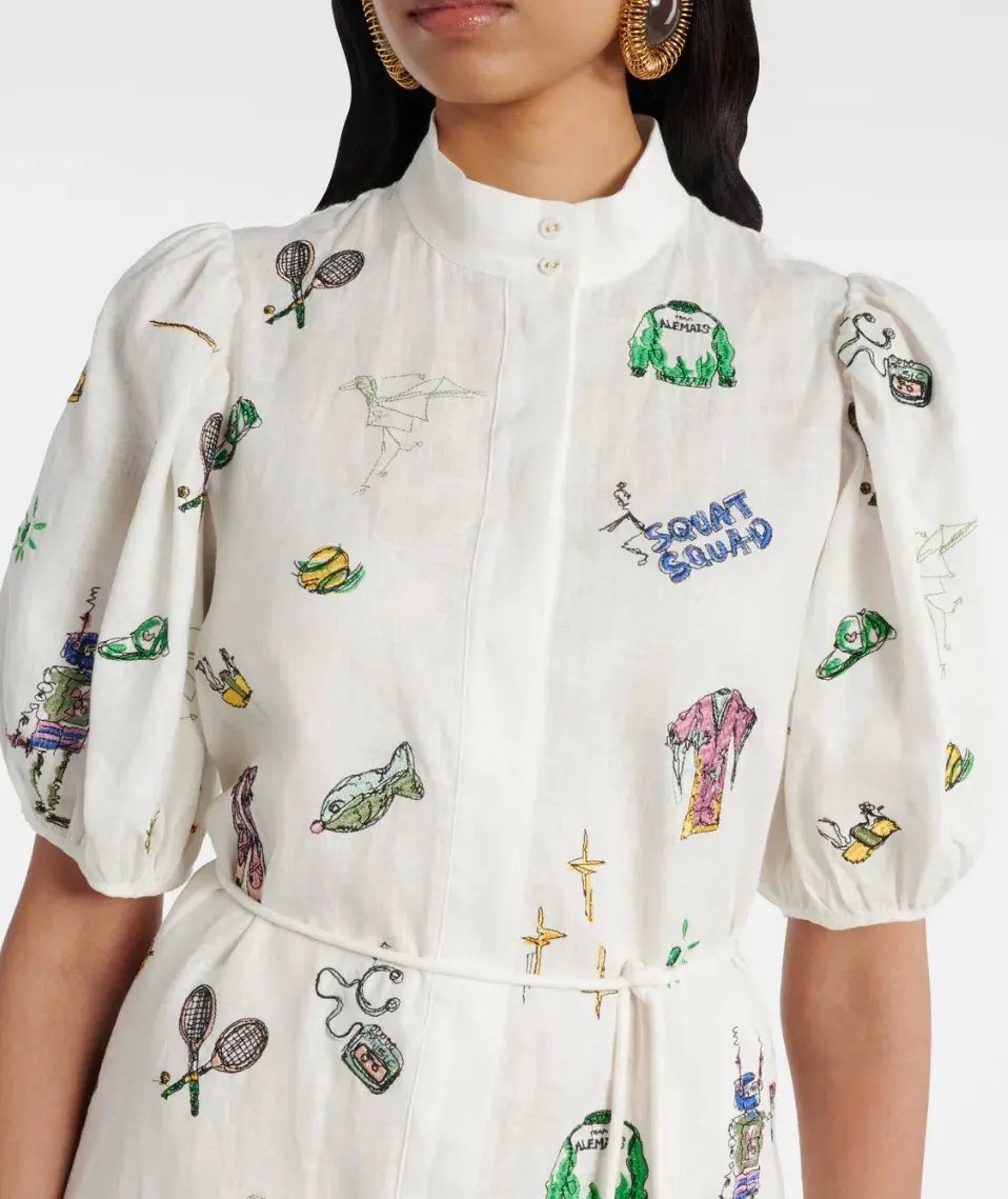 Alemais Play Embroidered Shirtdress in White Size 10 photo 3