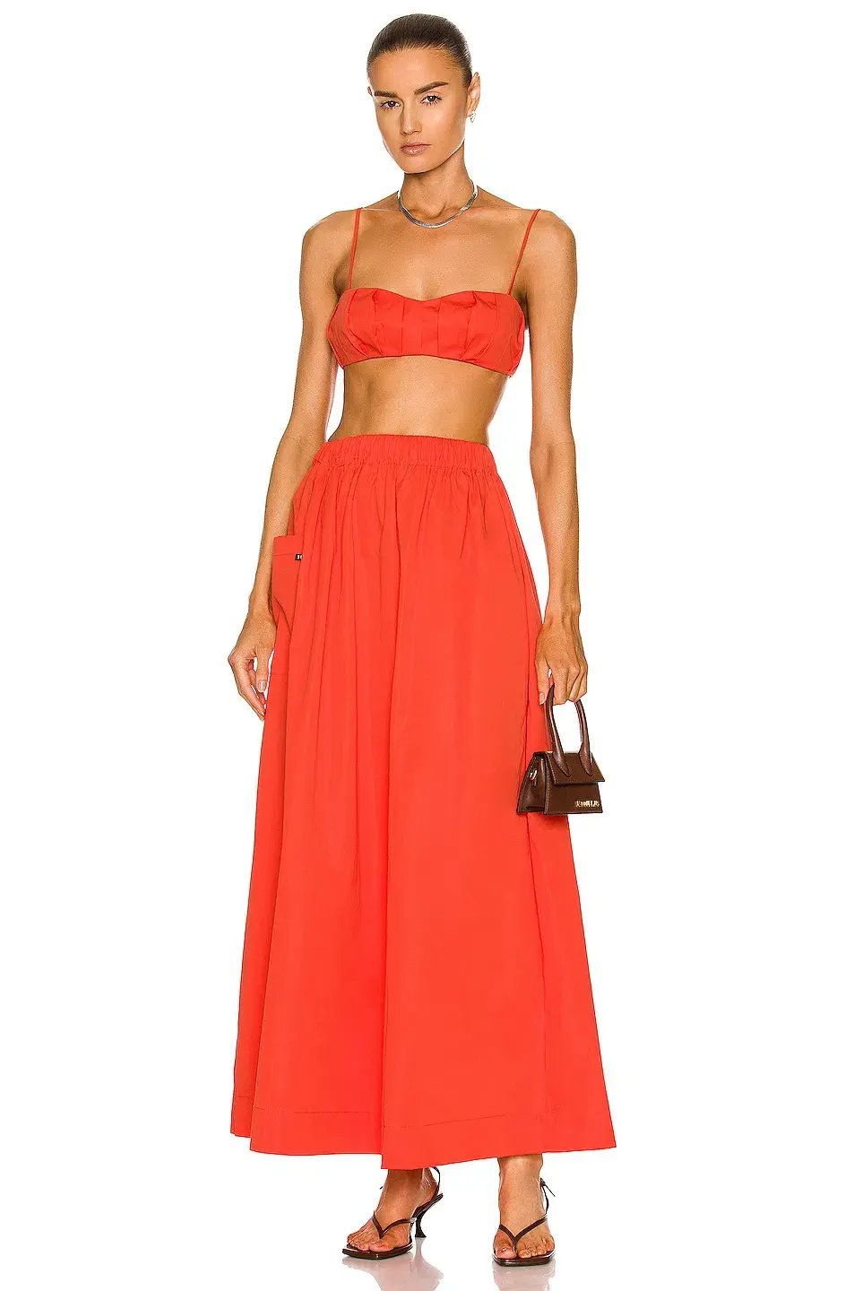 Sir the Label Anja Tucked Bralette Top Size 1 and Skirt Size 0 Set in Mandarin Red photo 4