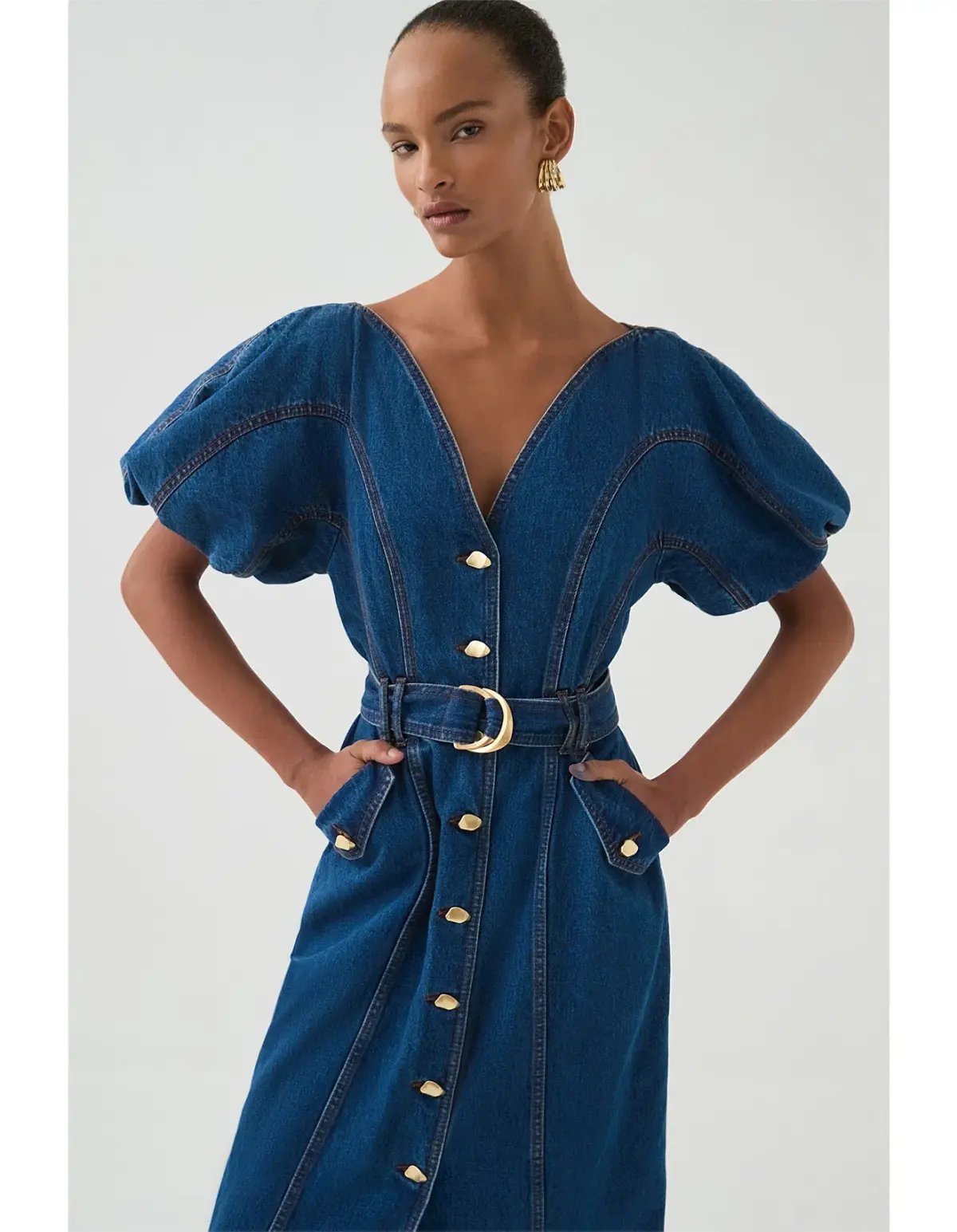 Aje Harper Denim Midi Dress in Classic Wash Size 6/XS photo 6