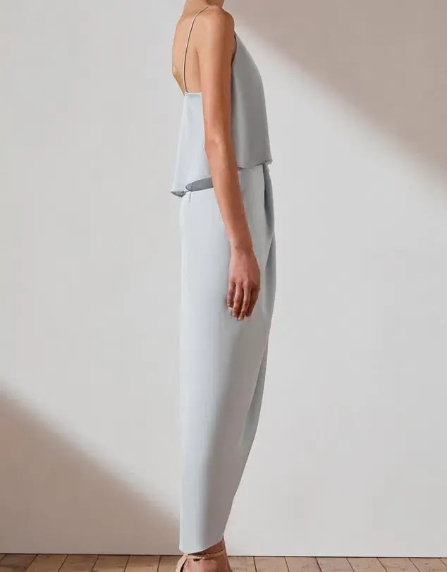 Shona Joy Luxe Draped Cocktail Frill Dress Cloud Size 10 photo 4