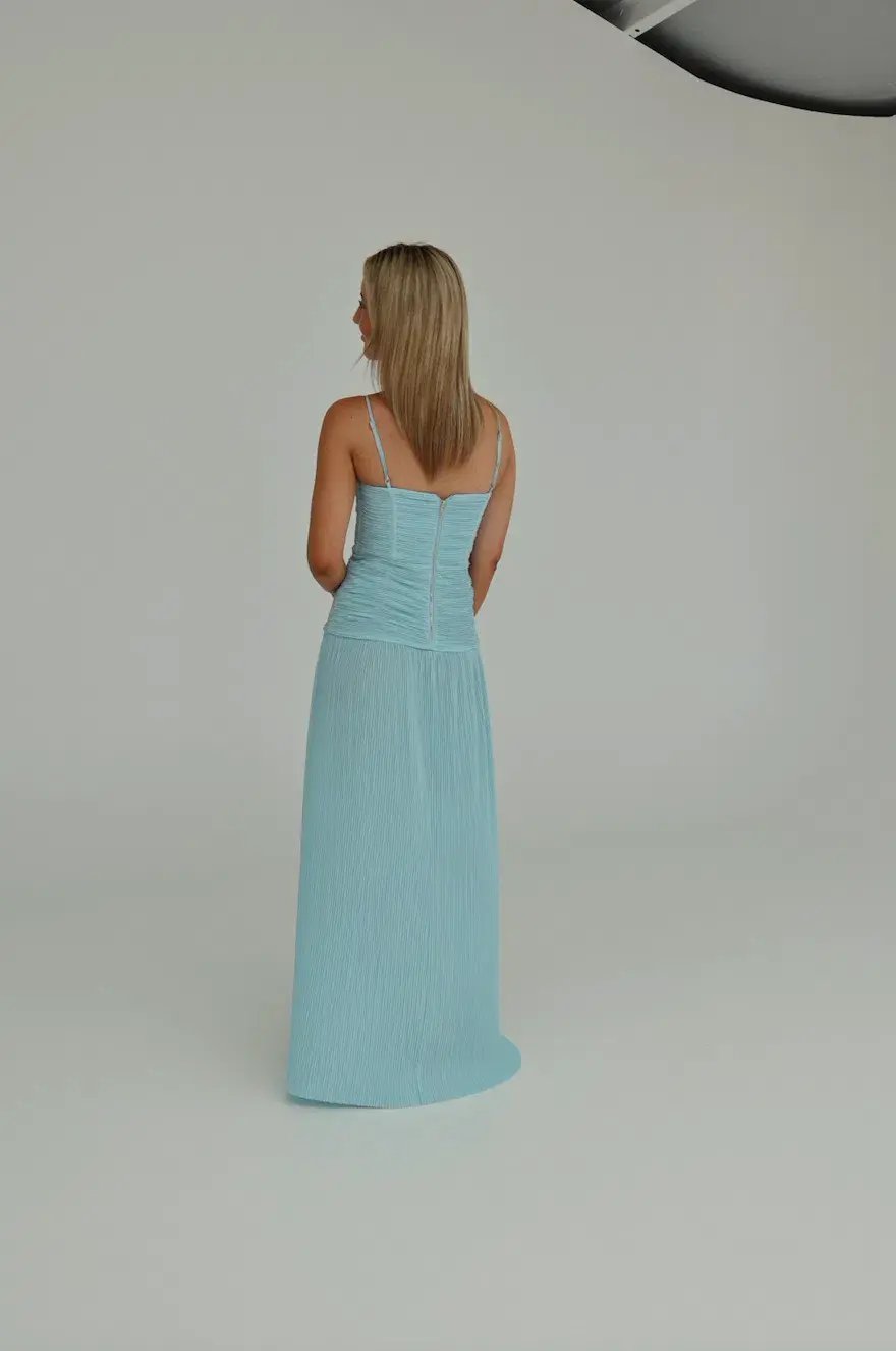 Manning Cartell Double Time Pleat Dress Acqua Spritz Size 8 photo 4