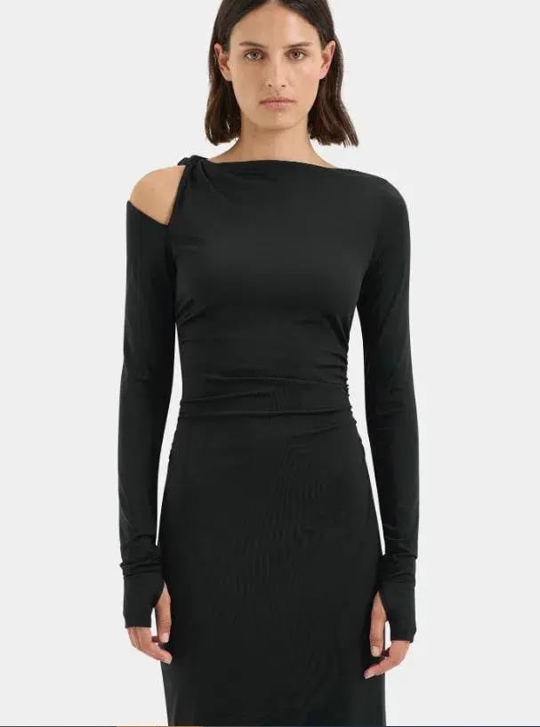 Sir Elm Long Sleeve Midi in Black Size 6 photo 2