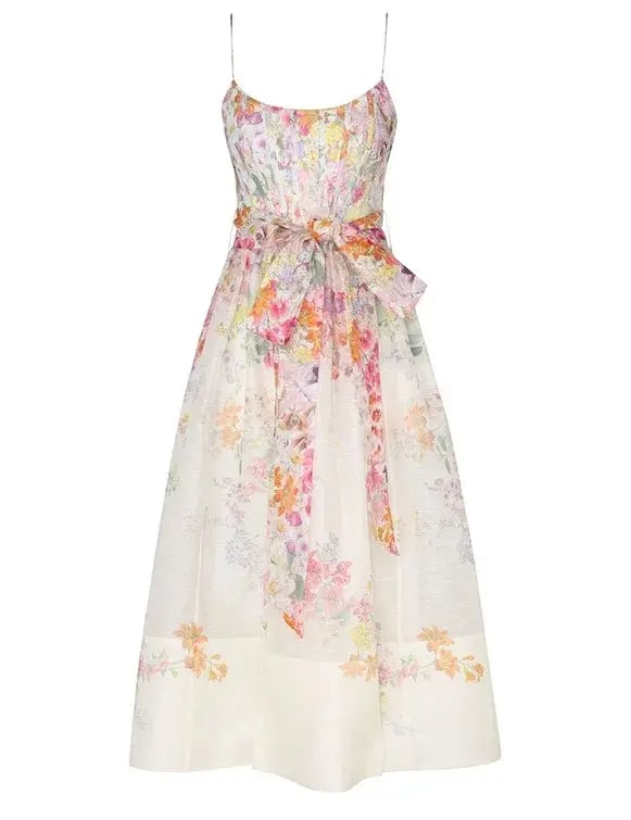 Zimmermann Natura Corset Midi Dress Kaleidoscope Garden Floral Size 1 / AU 10 photo 3