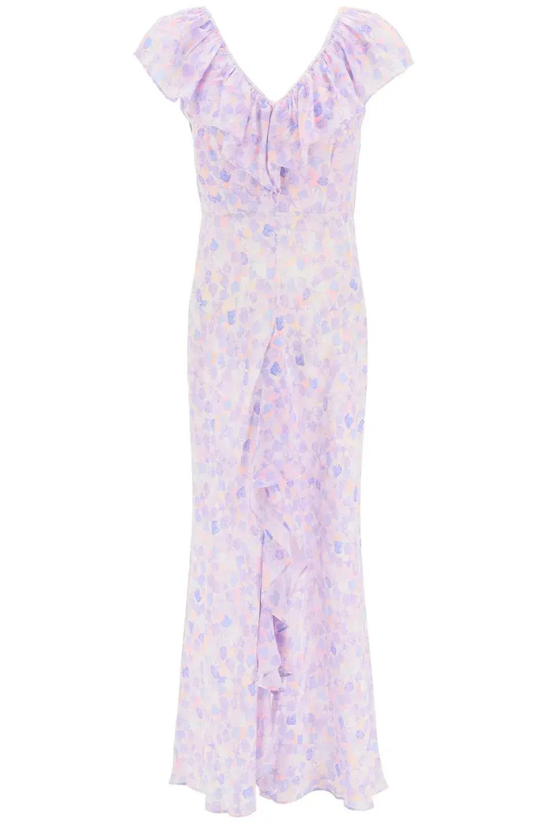 Rixo London Antoinette Silk Crepe De Chine Midi Dress In Purple Printed Size XS / AU 6 photo 3