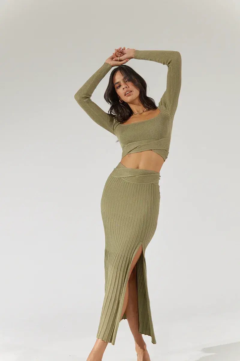 Sovere Inertia Knit Midi Skirt Green Size 8 / S photo 2
