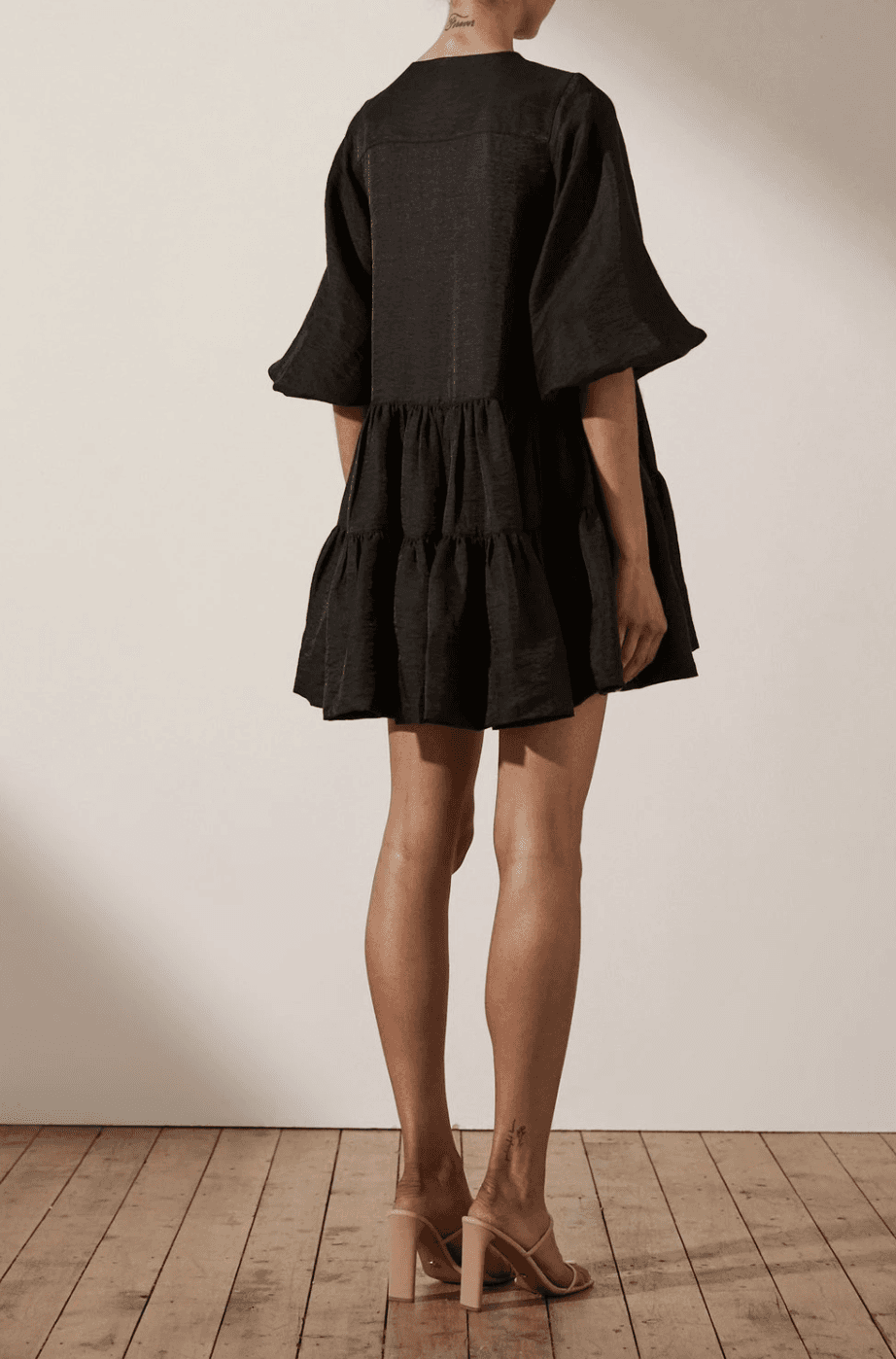 SHONA JOY Margaux Tuxedo Shirt Black Dress photo 3