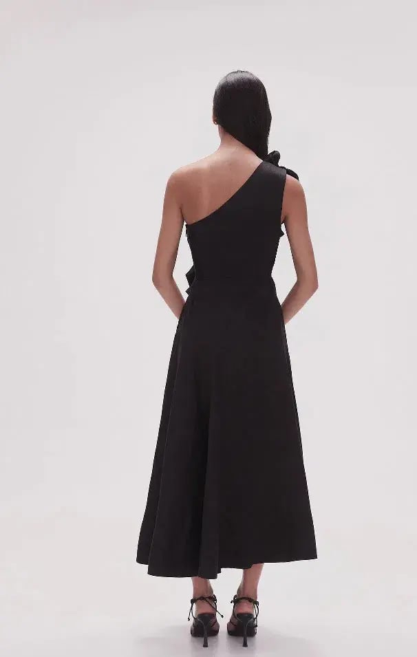 Aje Adelia Ruffle Midi Dress Black Size 12 photo 3