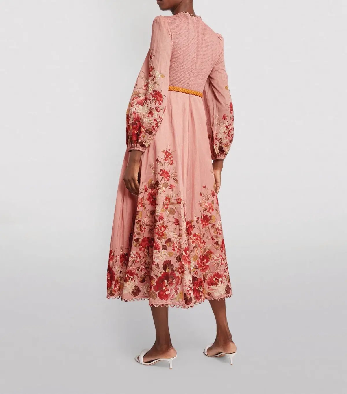 Zimmermann Cassia Shirred Midi Dress Musk Floral Size 3 / AU 14 photo 2
