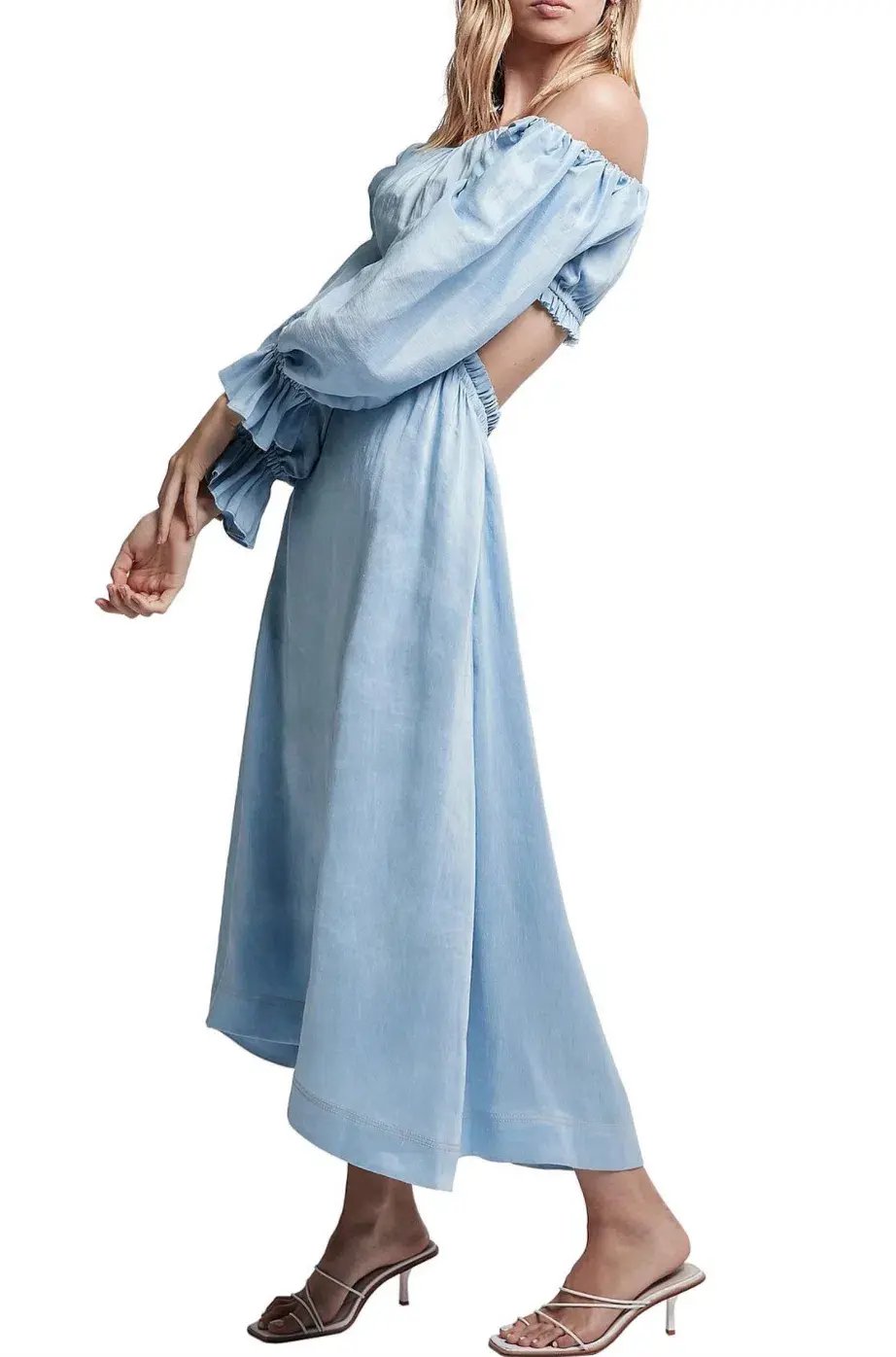 Aje Overture Blouson Midi Dress Ciel Blue Size 8 photo 2