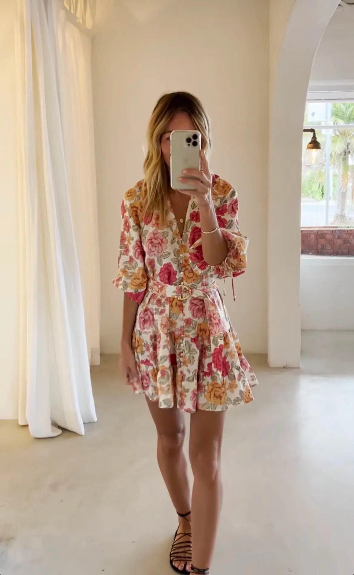 Kivari Camela Babydoll Mini Dress Floral Print Size 6 photo 2
