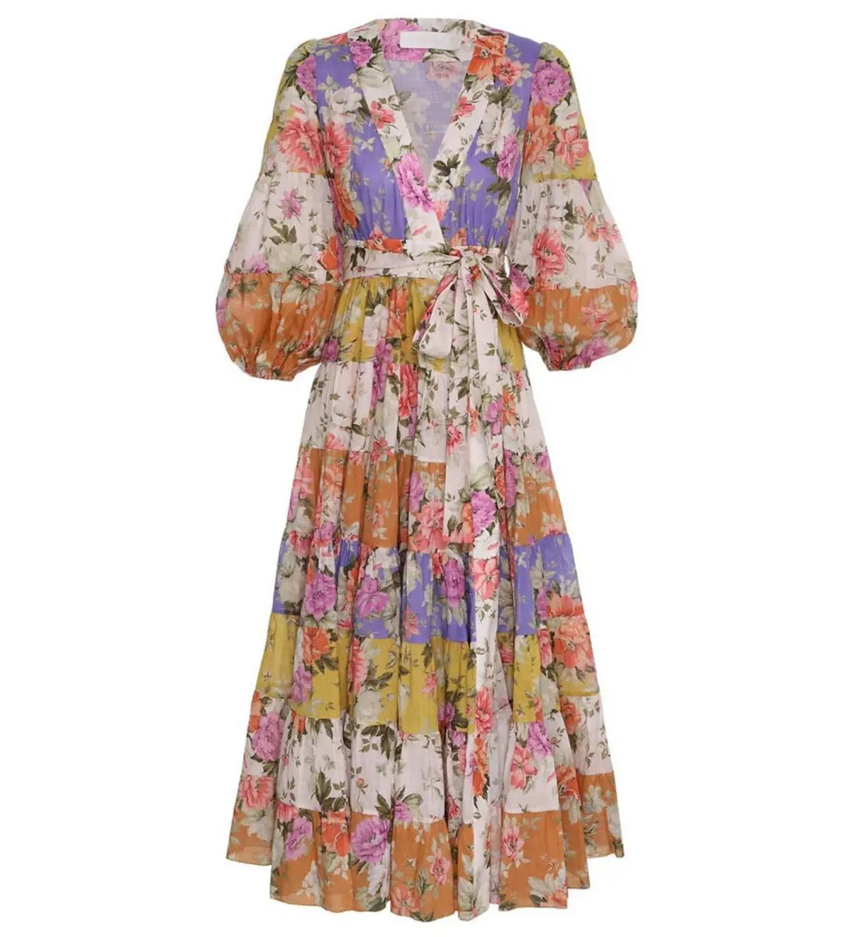 Zimmermann The Pattie Wrap Midi Dress in Spliced Size 3/Au 14 photo 2