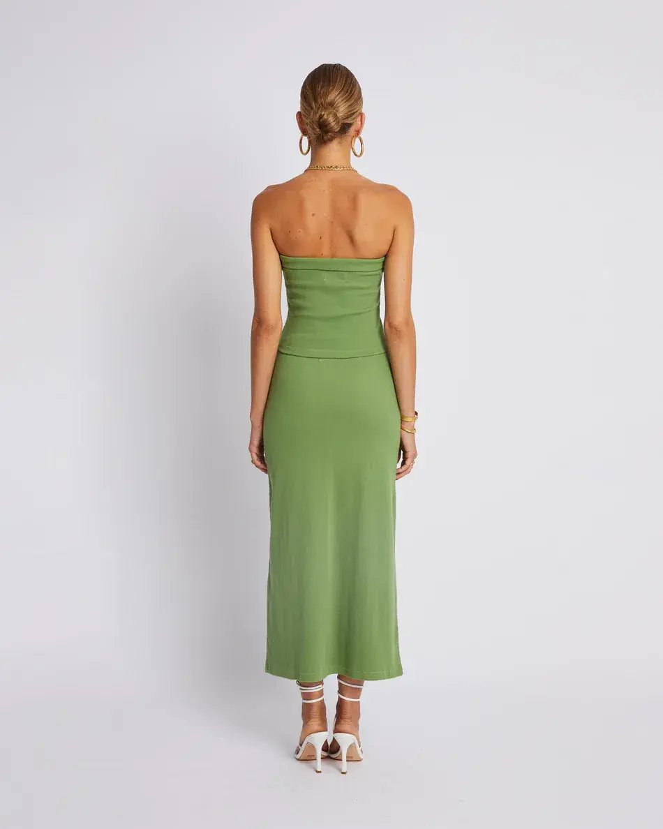 Summi Summi Midi Skirt and Tube Top Set Olive Size 8 photo 3
