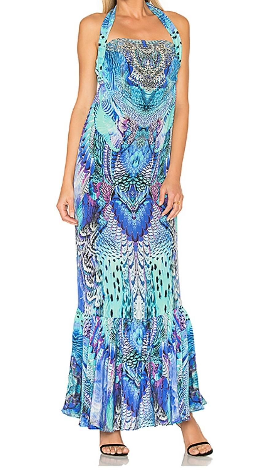 Camilla Moondance Strapless Long Dress with Frill Print Size 8 photo 3