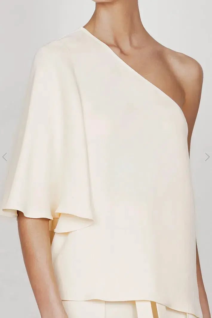 Shona Joy Lautner One Shoulder Top and Palazzo Pants Set Cream Size 8 photo 4