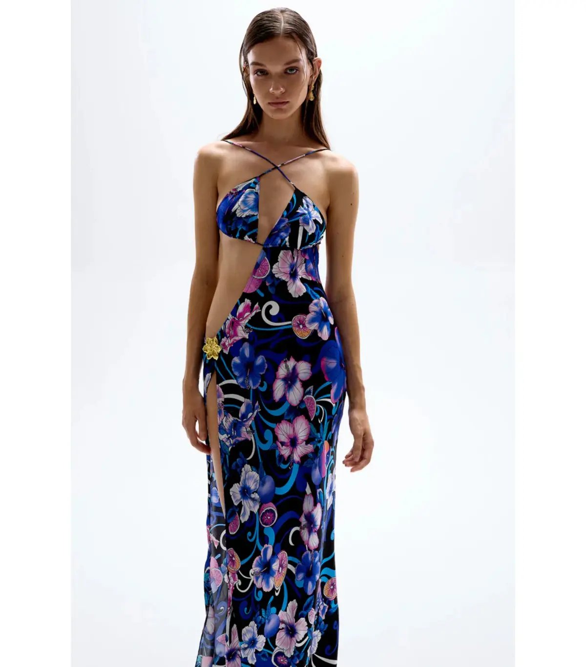 Cin Cin Swim Villa Cut-out Dress Hibiscus Purple Size AU 8 photo 2