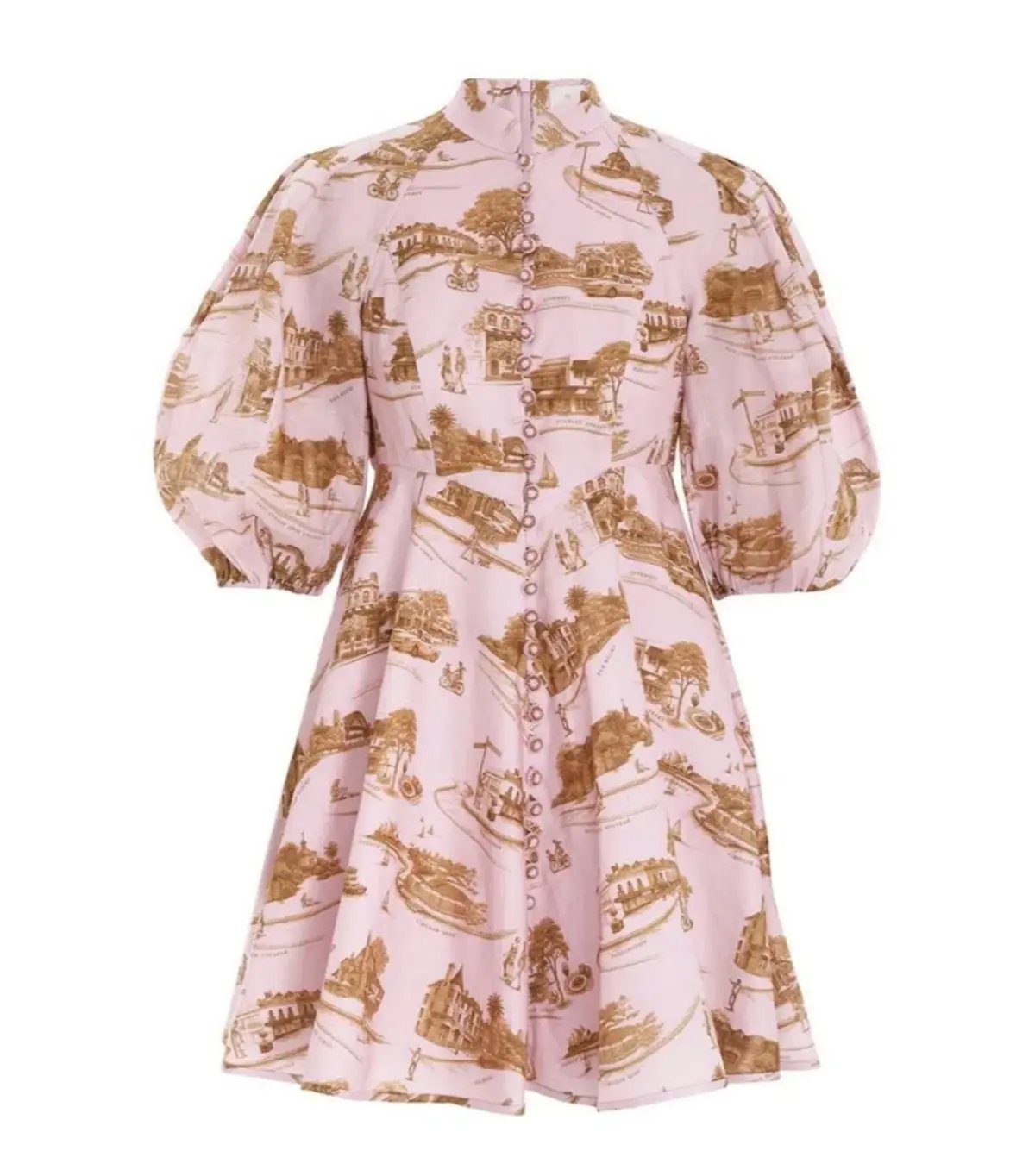 Zimmermann  Linen Toile Mini Dress Pink Print Size AU 14 photo 2