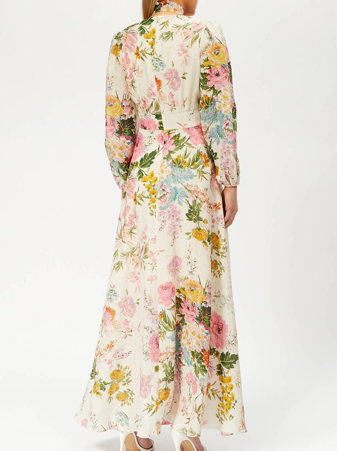 Zimmermann Heather Plunge Long Dress Floral Size AU 6 photo 2