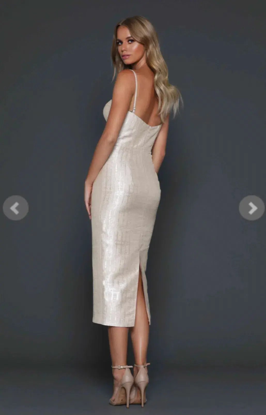 Elle Zeitoune ZOEY Midi Dress Gold Size 6 photo 2